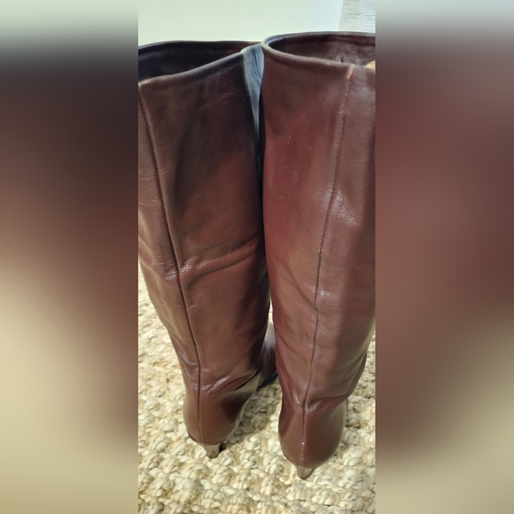 Joyce Vintage Womens brown Leather Tall Heeled Bucaneer Boots Vtg 80s size 5m 73 - Picture 6 of 6